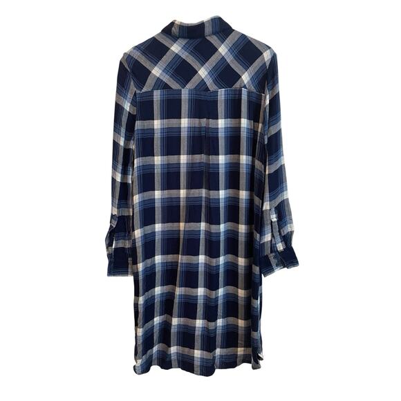 Flannel Shirt Womens Dress Large‎ Blue Plaid Country Cowgirl Casual Cabincore - Picture 2 of 10
